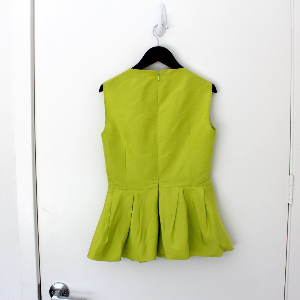 Tibi Lime Green Faille Peplum Shell - image 5
